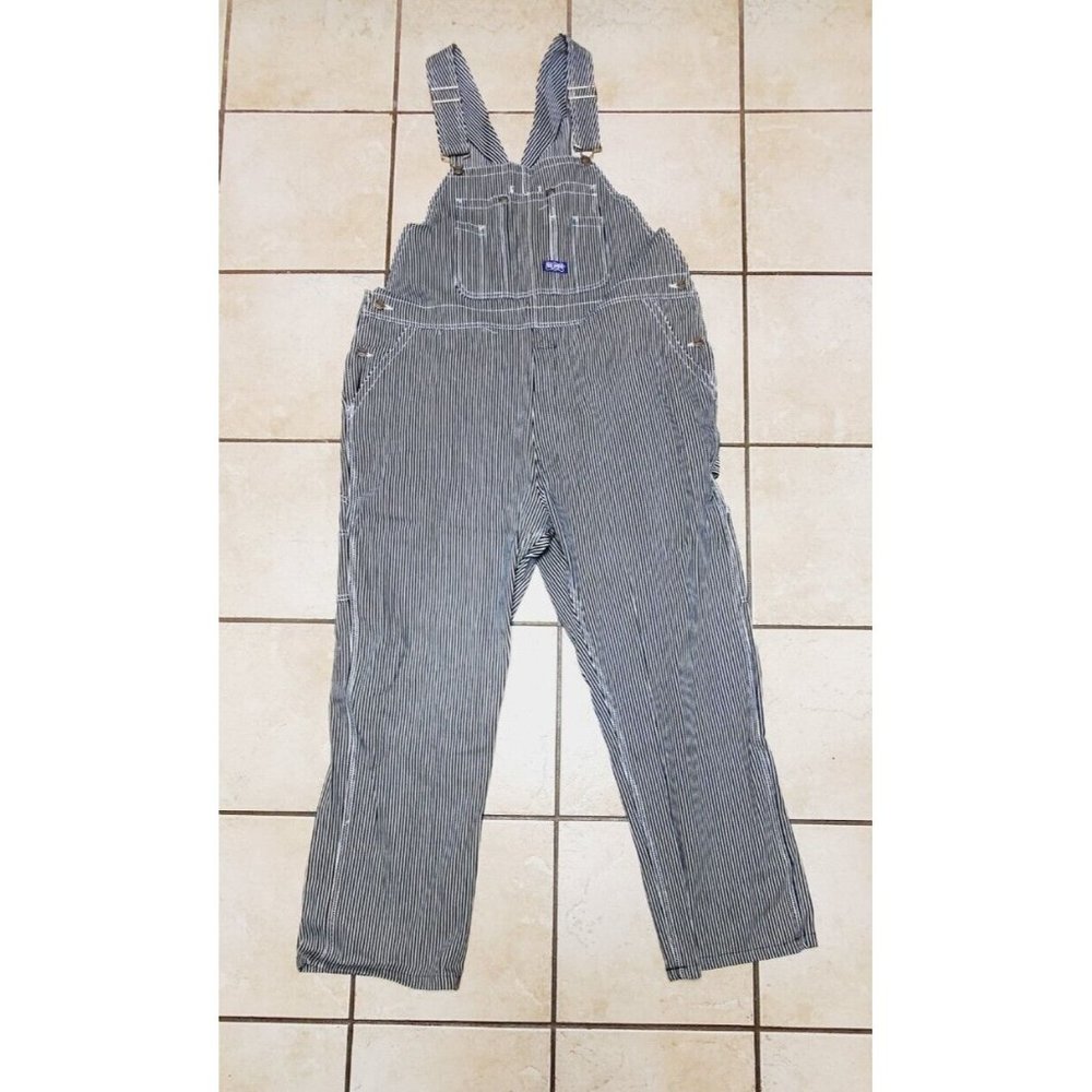 Walls Men's Big Smith Rigid Bib Overall 42W x 30L, Hickory Stripe NWOT
